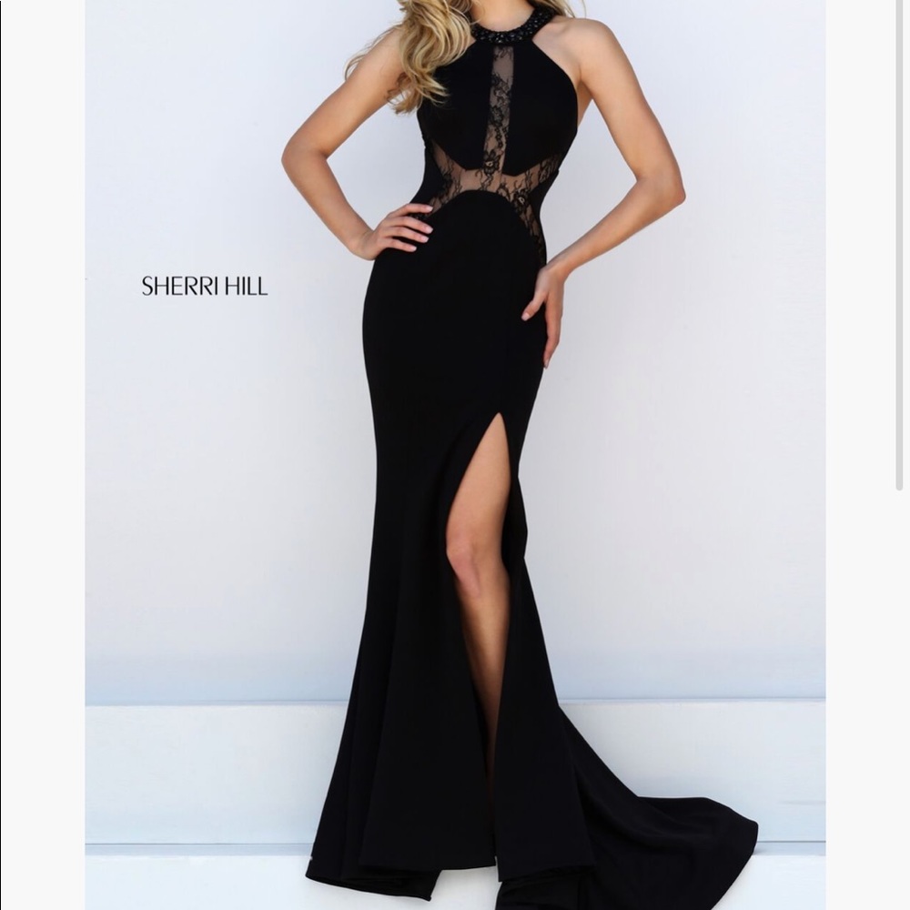 Sherri Hill Long Black Halter Gown Fall 2016 #50201